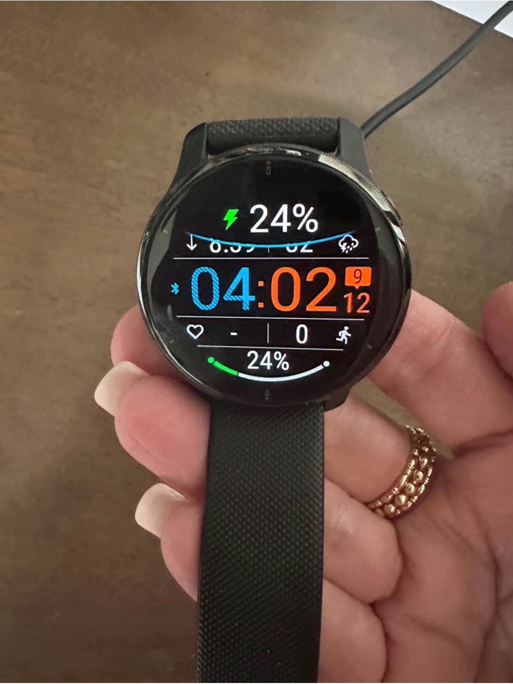 garmin Black Round Smartwatch with Digital Color Display